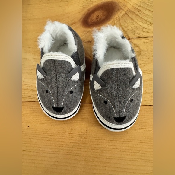 NIB Robeez Baby Fox Leather Embroidered Plush Faux Fur Fall Winter Slip on Shoes - Picture 5 of 7